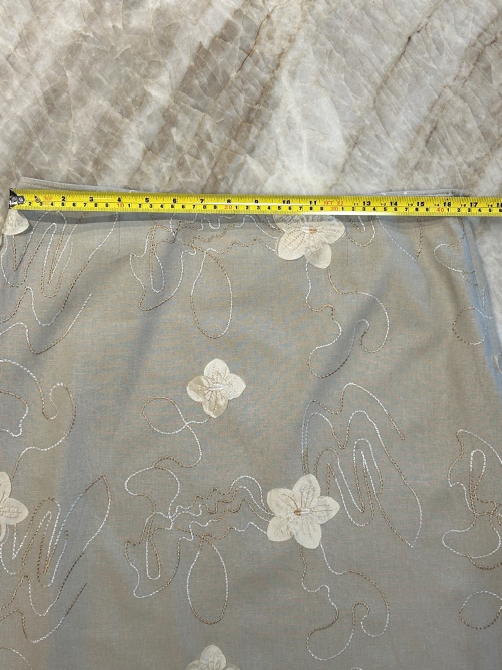 Vintage Robert Kitchen Linen Blend Midi Skirt Floral Appliqué Size 12 - Picture 6 of 6